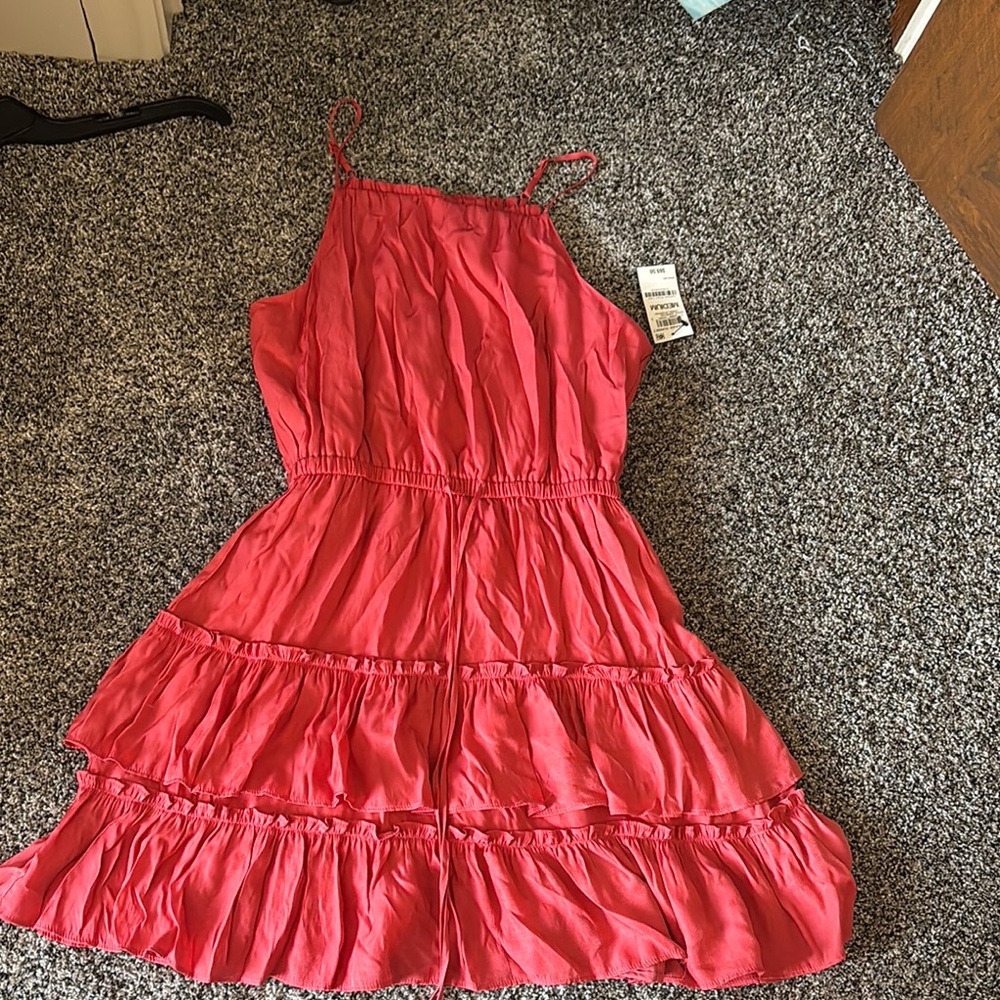 Coral Sleeveless Tiered Dress